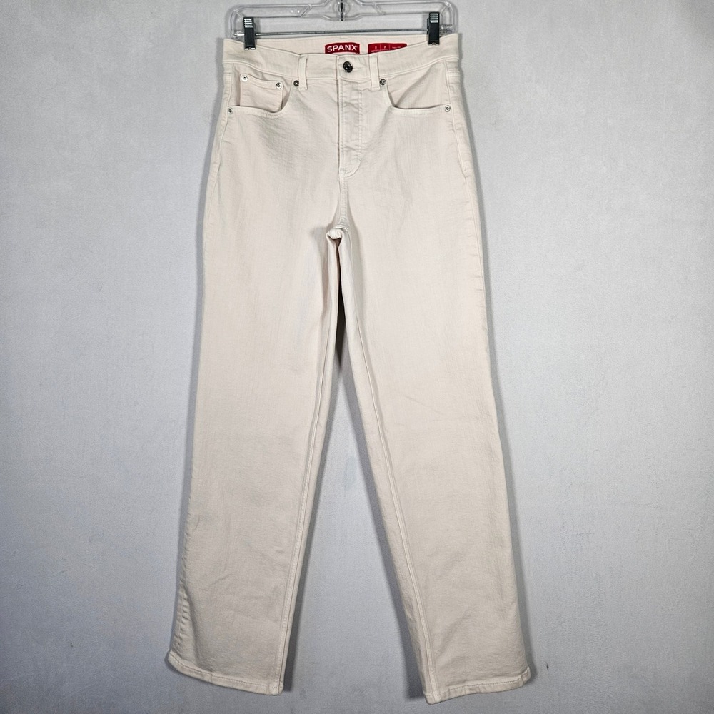 Spanx Ankle Straight Leg Jeans Women S Tall 29x30 Ecru Cream‎ High Rise Shaping